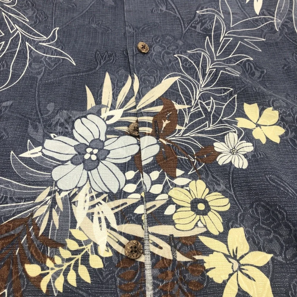 Tommy Bahama Silk Shirt Men's XXL‎ Floral Palm Hawaiian Tropical Short Sleeve